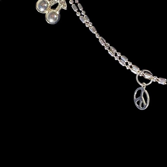 Sterling silver 925 adjustable ankle bracelet with cherries, peace, dragonfly - Picture 2 of 14